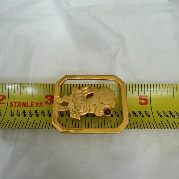 Judith Leiber gold dog bookmark with small purple pink gemstone - Picture 7 of 9